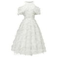 thumbnail image 2 of Robe de Soirée Sans Manches à Plumes pour Femmes, Robe de Fête avec Grand Ourlet, 2 of 7