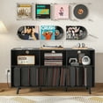 thumbnail image 2 of Large Record Player Stand, Mid Century Turntable Table with Record Storage, Vinyl Record Storage Cabinet, 2 of 7