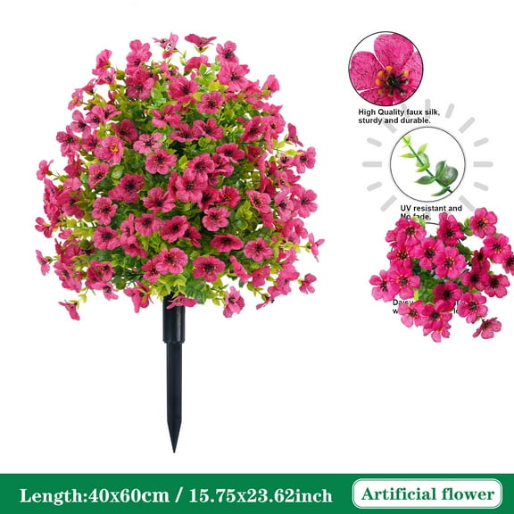 Deeceymbur 23.6in Artificial Violet Ball Topiary Trees with Ground Spikes Fade-Resistant Faux Shrubs for Indoor Outdoor Decor