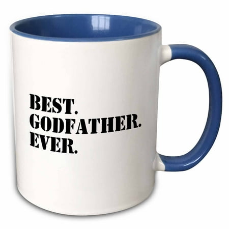 3dRose Best Godfather Ever - Gifts for God fathers or Goddads - god dad - godparents - black text - Two Tone Blue Mug, (Best Scotch For Godfather)