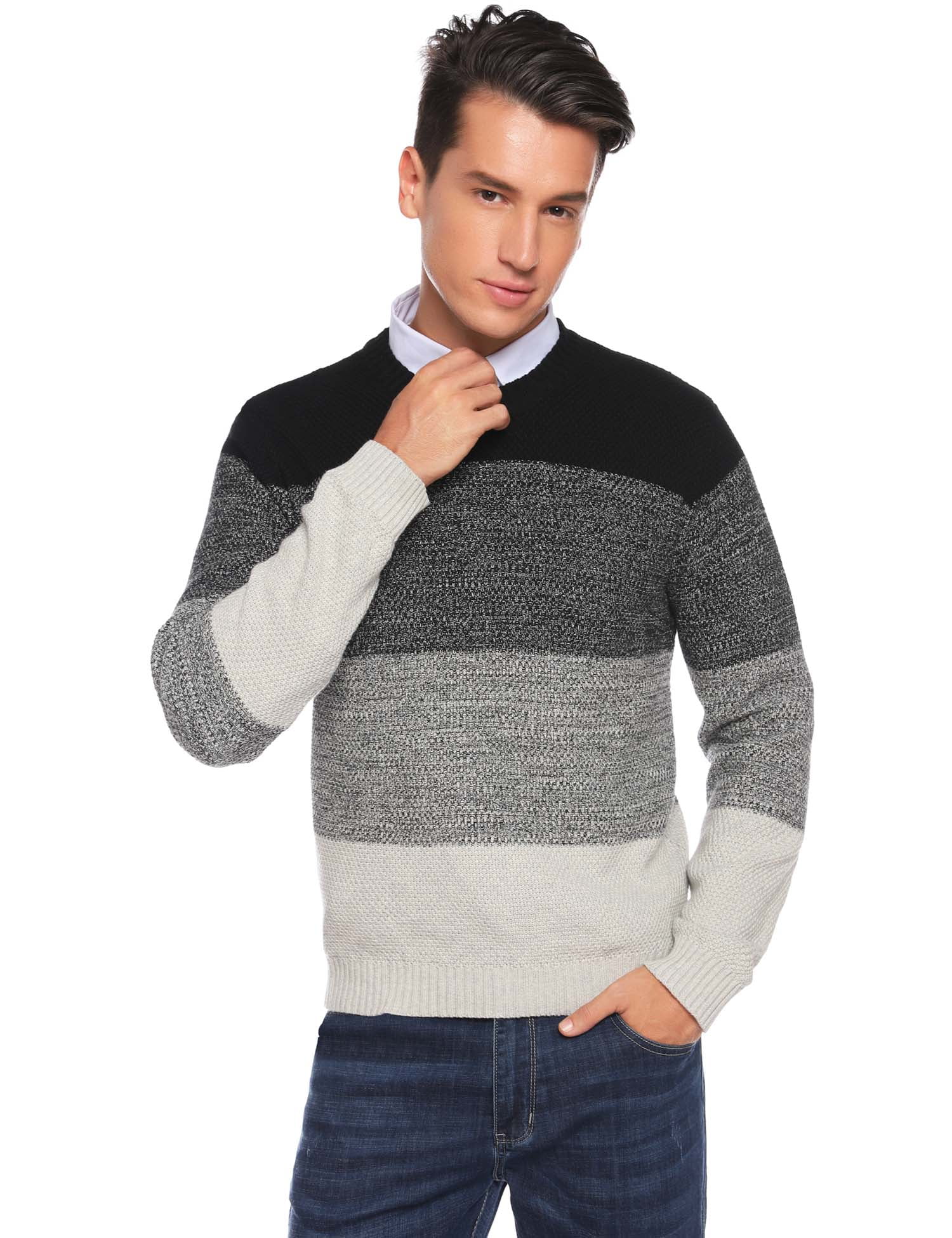 LELINTA Mens Slim Kintted Long Sleeve 
