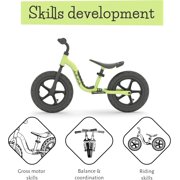 Chillafish Pistachio Charlie Sport Lightweight Toddler Balance Bike with Carry Handle, Integrated Footrest, Handlebar Foam, Adjustable Seat and Handlebar, Puncture-Proof 12 RS Tires, Kids 2-5 Years