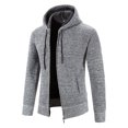 thumbnail image 3 of Honeeladyy Men Hooded Zipper Sherpa Lined Knit Coat,Winter Solid Color Thick Warm Fleece Jacket Coat Gray XXXXL, 3 of 4