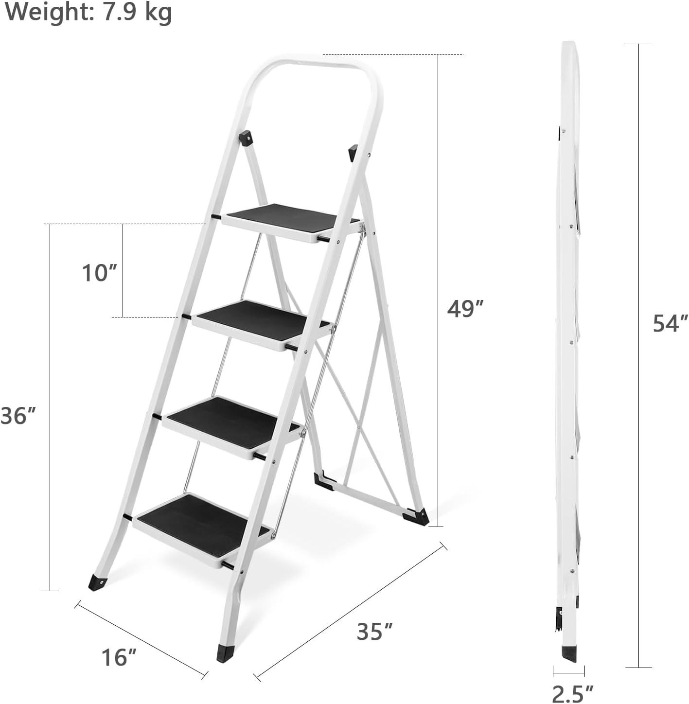 LINSHUI 4 Step Ladder Folding Step Stool, HeavyDuty Sturdy Safety Tall