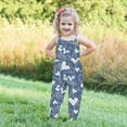 thumbnail image 3 of Odeerbi Toddler Girls Cute Jumpsuit Summer Breathable Overall Pants Kids Boys Fashion Imitation Denim Heart Print Suspenders Romper Blue, 3 of 5