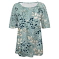 thumbnail image 4 of Womens Shirts Summer Floral Print T Shirt Half Sleeved Round Neck Shirt 3/4 Sleeved T Shirt Loose Large Size T Shirt Womens Tops, 4 of 5