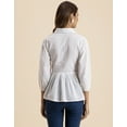 thumbnail image 4 of Moomaya Solid Peplum Style Regular Fit Top, Casual Smocked Shirt Top For Women, 4 of 8