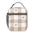 thumbnail image 1 of YFYANG Réutilisable Adulte / Enfants Portable Lunch Sac, Beige Love Plaid Pattern Mains Libres Boucle Poignée Isolation / Sac Froid pour l'École, Travail, Pique-Niques, Voyage, 1 of 6