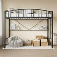 thumbnail image 3 of Loft Bed Twin Size with Ladde and Arched Guardrail, Heavy Duty Metal Loft Bed Frame for Kids and Adults, Sturdy Steel Slats Support, Small Space Saving Design, No Box Spring Needed, Black, 3 of 8