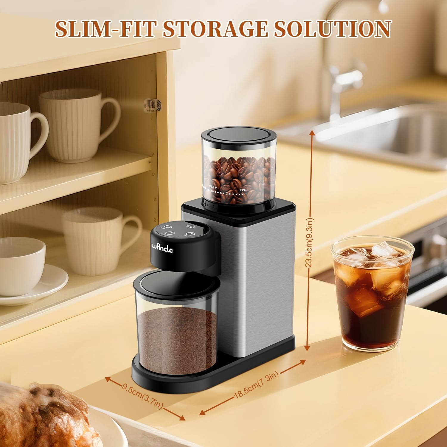 Conical Burr Electric Coffee Grinder with Touchscreen - 25 Settings, Precision Timer, Anti-Static Stainless Steel