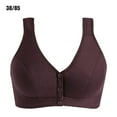 thumbnail image 1 of Sonducket Sujetador de algodón TureClos para mujeres de mediana edad, sujetador de algodón sin aros, cierre frontal de talla grande, Bralette Ropa interior morado oscuro 38/85, 1 of 6