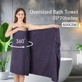 thumbnail image 2 of Ultra Soft Bath Towels, 4 Pack Dark Purple Oversized Bath Sheet Set by Muddy Cat Home - 600 GSM, 2 of 7