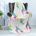 thumbnail image 4 of Abstract Soft Flannel Fleece Throw Blanket, Memphis Style Modern Geometric Forms with Lines Colorful Triangles Graphic, Cozy Plush for Indoor and Outdoor Use, 60" x 80", Multicolor, by Ambesonne, 4 of 5