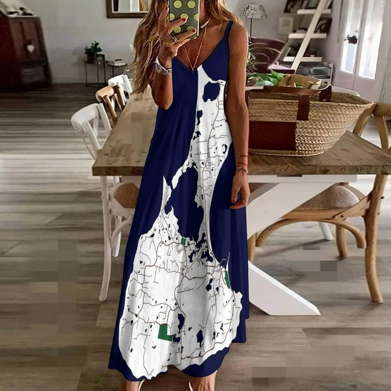 Island Sleeveless Dress Loose Women's Dress Dresses Luxury Evening Dresses  - Walmart.com