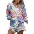 thumbnail image 2 of Sudadera con capucha informal con cremallera completa para mujer, cómoda sudadera holgada de manga larga, chaqueta de color sólido con bolsillos, 2 of 5