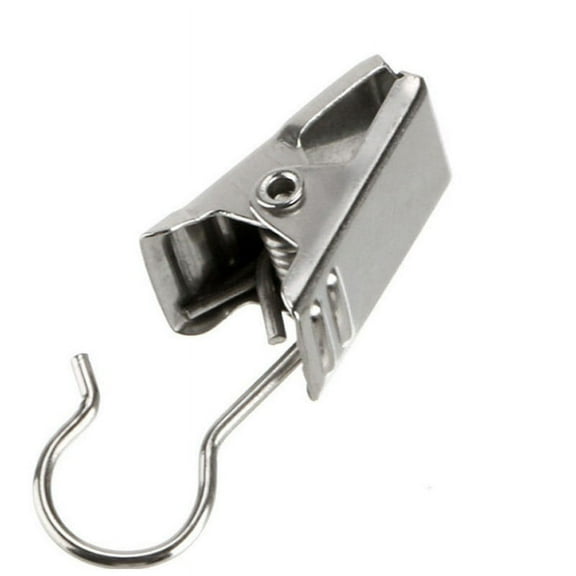 Selling 20 Pcs/Pack Metal Heavy Duty Curtain Clips W Hook Silver Color Hooks