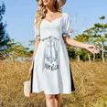 thumbnail image 4 of Vestido de manga corta con estampado óptico y líneas negras (negro/blanco) Falda de verano para mujer Vestidos de moda para mujer Vestido, 4 of 7