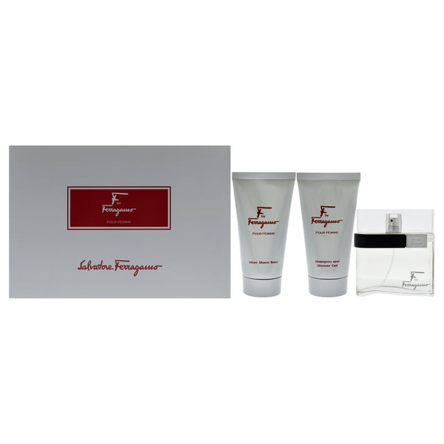 Set de regalo F by Salvatore Ferragamo para hombres 3 piezas spray EDT 3.4 oz gel de ducha 2.5 oz bálsamo para después del afeitado 2.5 oz