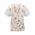 thumbnail image 3 of Cilsoka Boho Tops for Women Trendy, Short Sleeve Shirts for Women Casual 2026 Summer Fashion Lace Trim V Neck Shirt Tunic Tops Floral Blouses T Shirts, 3 of 4