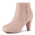 thumbnail image 1 of Unique Bargains Women's Side Zip Low Platform Block Heel Ankle Booties, 1 of 6