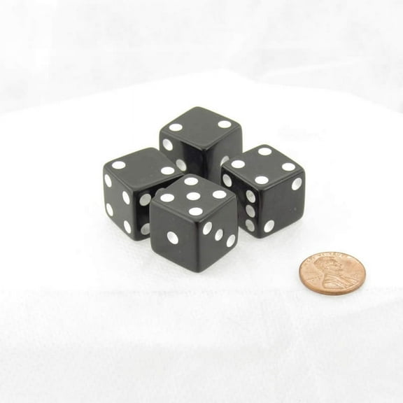 Black Dice with White Pips Squared Corners 19mm (3/4in) Pack of 4 Wondertrail
