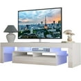 PWFE Modern Gloss LED Light TV Stand for 50/55/60 inch TV, Entertainment Center with Drawer