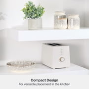 Thyme & Table 2-Slice Toaster, Extra-Wide Slots with Removable Crumb Tray, Sand White