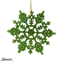 Spencer 4 inch Pack of 24 Green Glitter Snowflake Christmas Ornaments Xmas Tree Hanging Decoration