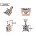 thumbnail image 5 of Silver CZ Princess Cut Solitaire Pendant-4 Prongs-7.0mm-2.00ct Equivalent Diamond Weight-Rose Gold Plated, 5 of 7