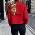 thumbnail image 6 of IUYRTFE Women's Cropped Double Breasted Trench Jacket with Pockets Long Sleeve Lapel Collar Casual Short Coat, 6 of 6