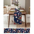 thumbnail image 4 of Table Runner 108 Inches Long for Kitchen Dining, Navy Blue Christmas Balls Dresser Scarf Farmhouse, Dining Table Decorations for Wedding/Parties, Xmas Poinsettia Botanical 13 x 108 In, 4 of 9