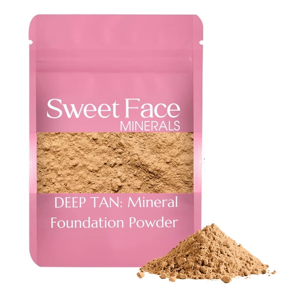 Deep Tan Foundation Shade – Bulk Mineral Makeup Refill Pouch, 1 oz – Sweet Face Minerals
