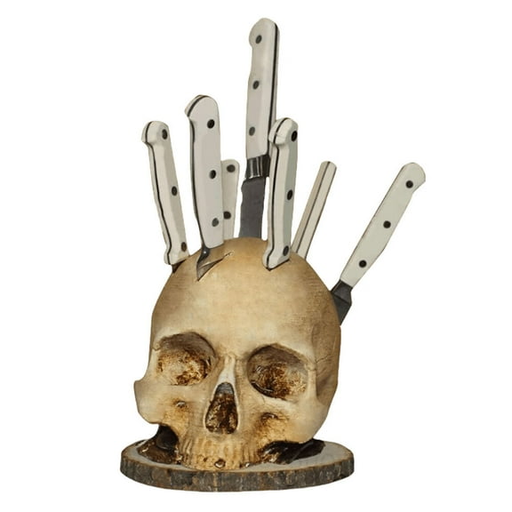 Skull Knife Holder Resin Skeleton Knife Stand Scary Storage Rack for Kitchen