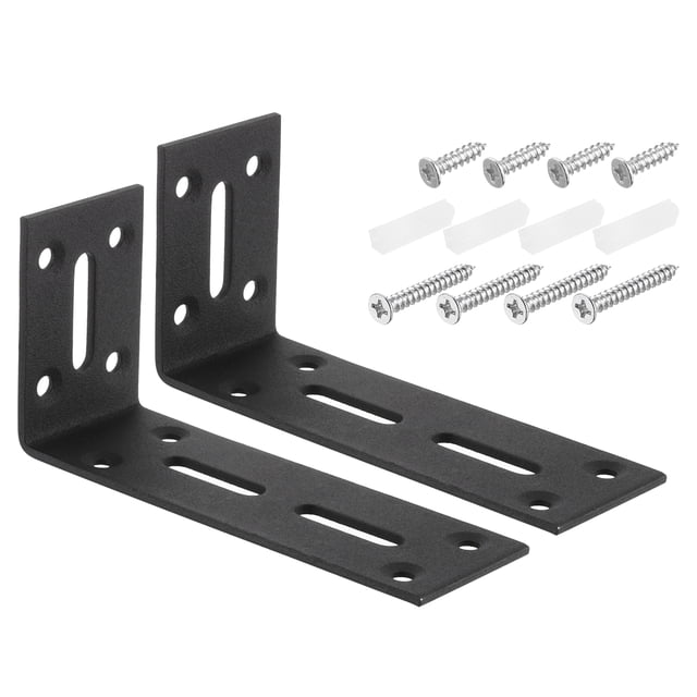 Unique Bargains Attaches d'Angle en L, 2 Pcs 120x40x60 mm en Acier Inoxydable, Code d'Angle Réglable à 90 Degrés pour la Réparation de Meubles (Noir)
