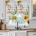thumbnail image 6 of Sunflower Swag Valances for Windows, Kitchen Curtains 36 Inch Length 2 Panels Set, Summer Botanical Checkered Yellow Floral Short Curtains for Small Windows Rod Pocket Cafe Curtains Drapes 28"x36", 6 of 8