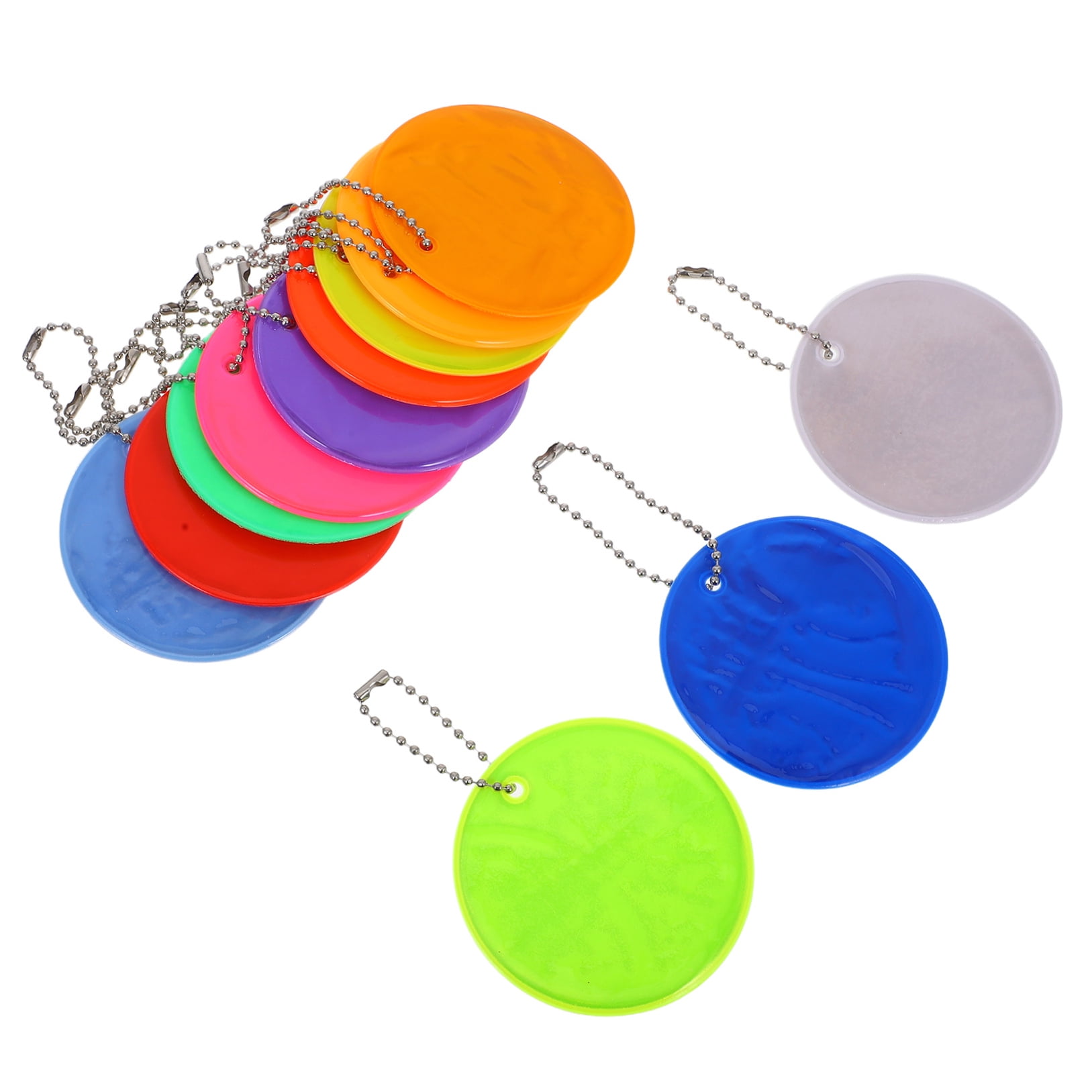 FRCOLOR 24pcs Reflective Pendant Keychain for Backpacks Reflective Safety Tag for Night Running and Cycling Lightweight Reflector Keyring for Increased Visibility and Safety