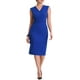 thumbnail image 1 of Vestido de tubo sin mangas con cuello en V para mujeres Inspire Chic, vestido lápiz con cinturón para el trabajo, azul real 2XL, 1 of 6