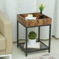 thumbnail image 3 of Lusimo Space-Saving Square Metal Coffee Table with Mesh Shelf, Brown, 3 of 7