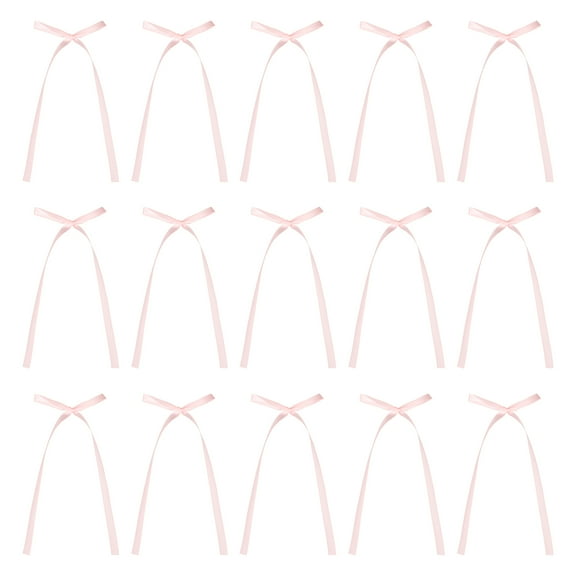 Uxcell 50 Pcs Bow Cake Bowknot Decorations, 3x5.7 Inch Satin Bowknot for Cake Dessert Craft DIY, Champagne Pink