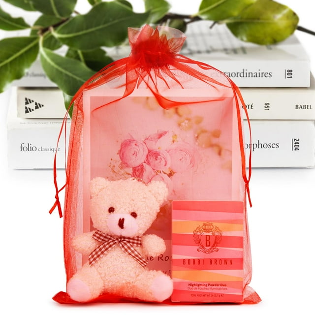 Bolsas de Organza ANZNKU Paquete de 100 Unidades de Malla Transparente para Regalos 20x30cm (Rojo)