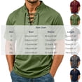 thumbnail image 3 of LODIENY Short Sleeve Shirts for Men Retro Style Lace up Tops Medieval Viking Hippie Halloween Cosplay Pirate Renaissance Costume Army Green XXL, 3 of 9