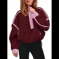 thumbnail image 2 of Sudadera de Mujer con Media Cremallera, Suave y Extragrande, con Bolsillos, Cálida y Afelpada. Rojo S, 2 of 8