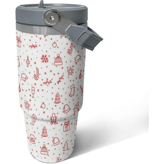30 oz Christmas Tumbler - Stainless Steel Insulated Travel Mug with Handle, Lid, Straw, Leak-proof, 1 Non-slip Reusable Cup, Suitable as a Friend, Father, Mother Gift - Halloween, Christmas Gift