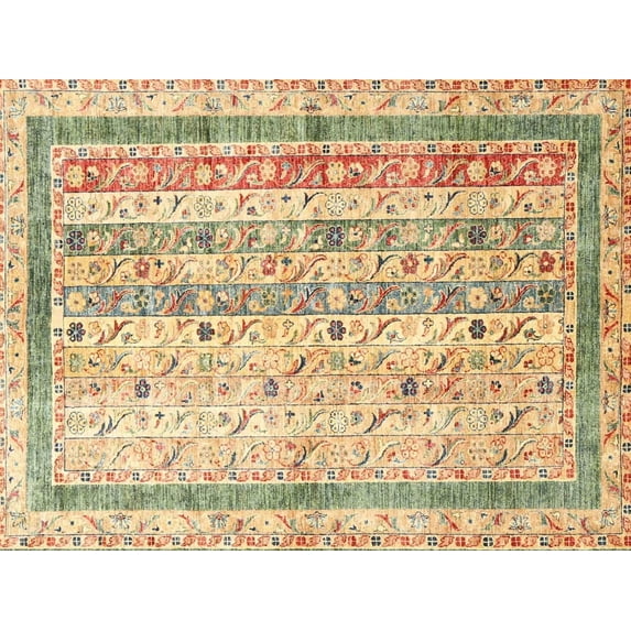 Ahgly Company Indoor Rectangle Contemporary Brown Gold Abstract Area Rugs, 5' x 7'