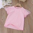 thumbnail image 1 of Camiseta de verano para niños, camisetas de manga corta para bebés y niñas, ropa de Color sólido con lazo de perlas, camisetas de algodón para niños, camisetas de 90cm Gao Jinjia LED, 1 of 2
