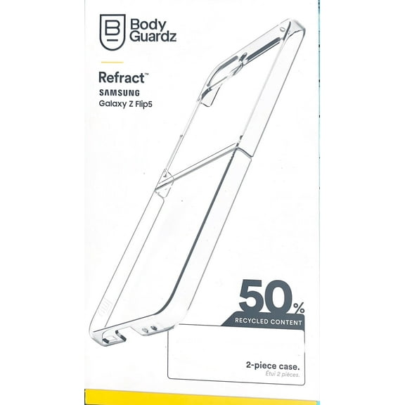BodyGuardz Refract Clear Cell Phone Case for Samsung Galaxy Z Flip5-Clear