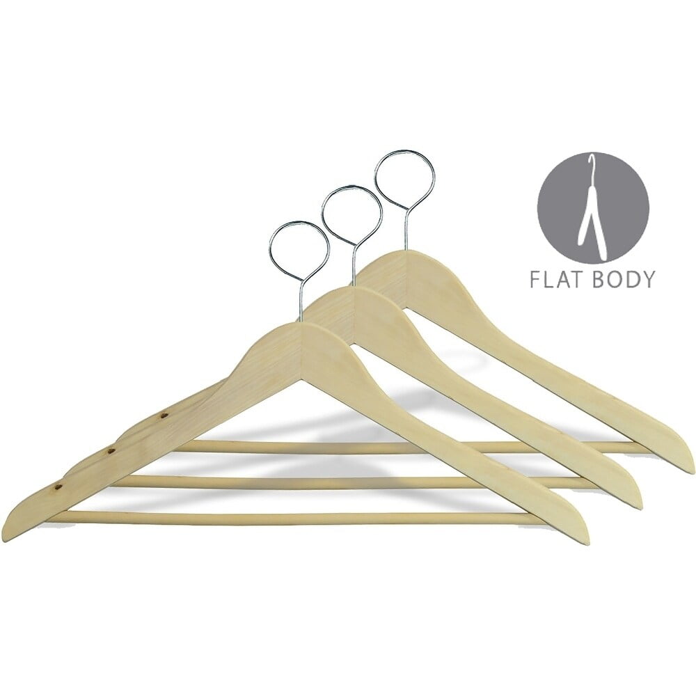 Wooden Closed Loop Security Hangers for Hotels and Hospitality, High Quality Anti-Theft Security Hangers Cherry Finish w/ Bar .5" (Box of 25)