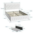 Homfa Faux Leather Storage Platform Bed Frame, Queen White Bed Frame