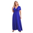 thumbnail image 5 of POSESHE Women Plus Size V Neck Short Sleeve Evening Dress, Elegant Party Maxi Dress, 5 of 6