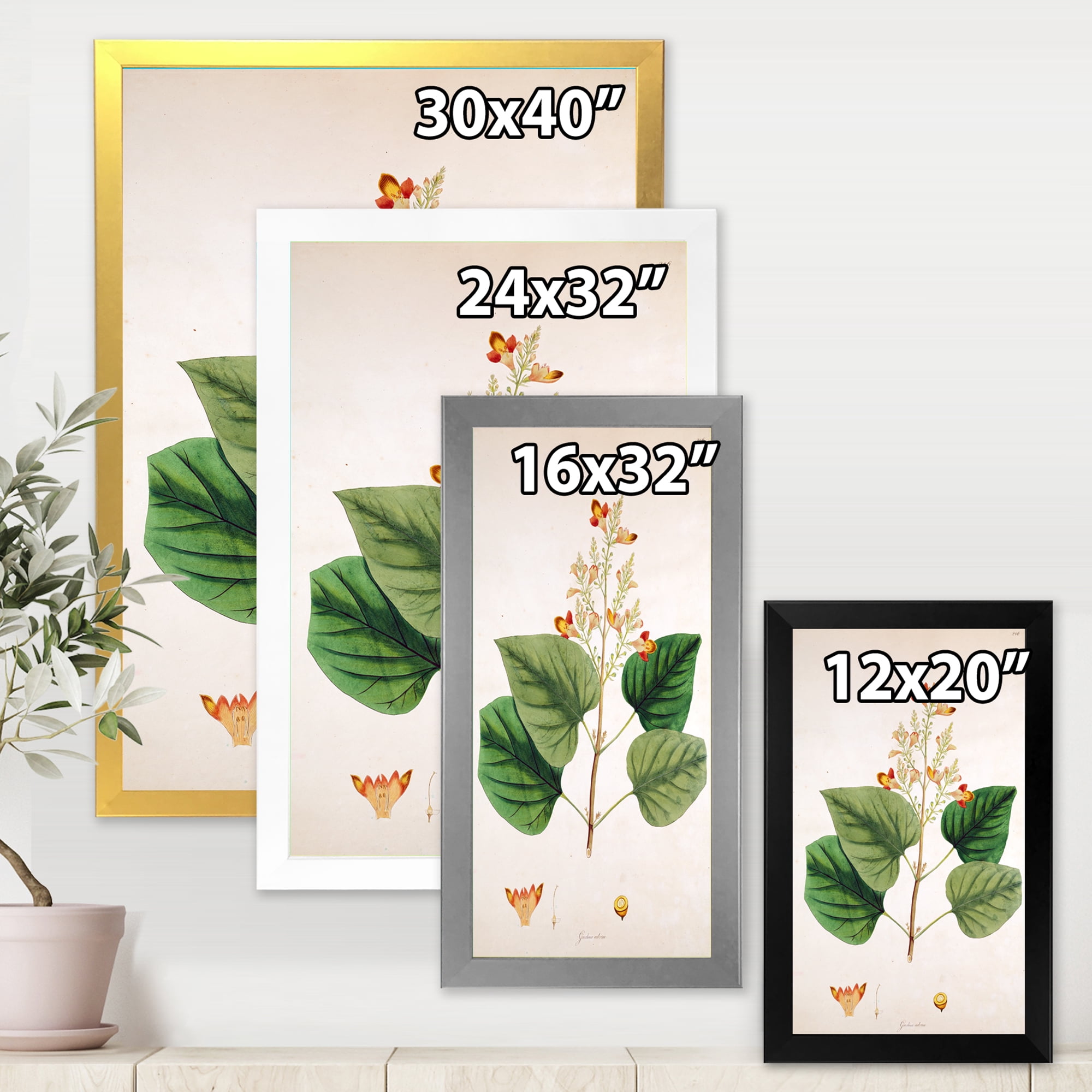 Designart 'Ancient London Plants XII' Farmhouse Framed Art Print